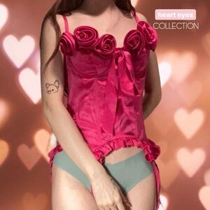 Vintage 1970s RARE Victorias Secret Floral Lingerie Top